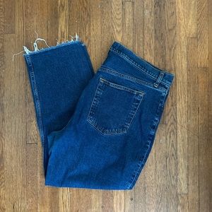 Abercrombie Ankle Straight Ultra High Rise | Size 34L / 18L / 34x26 | Dark Wash